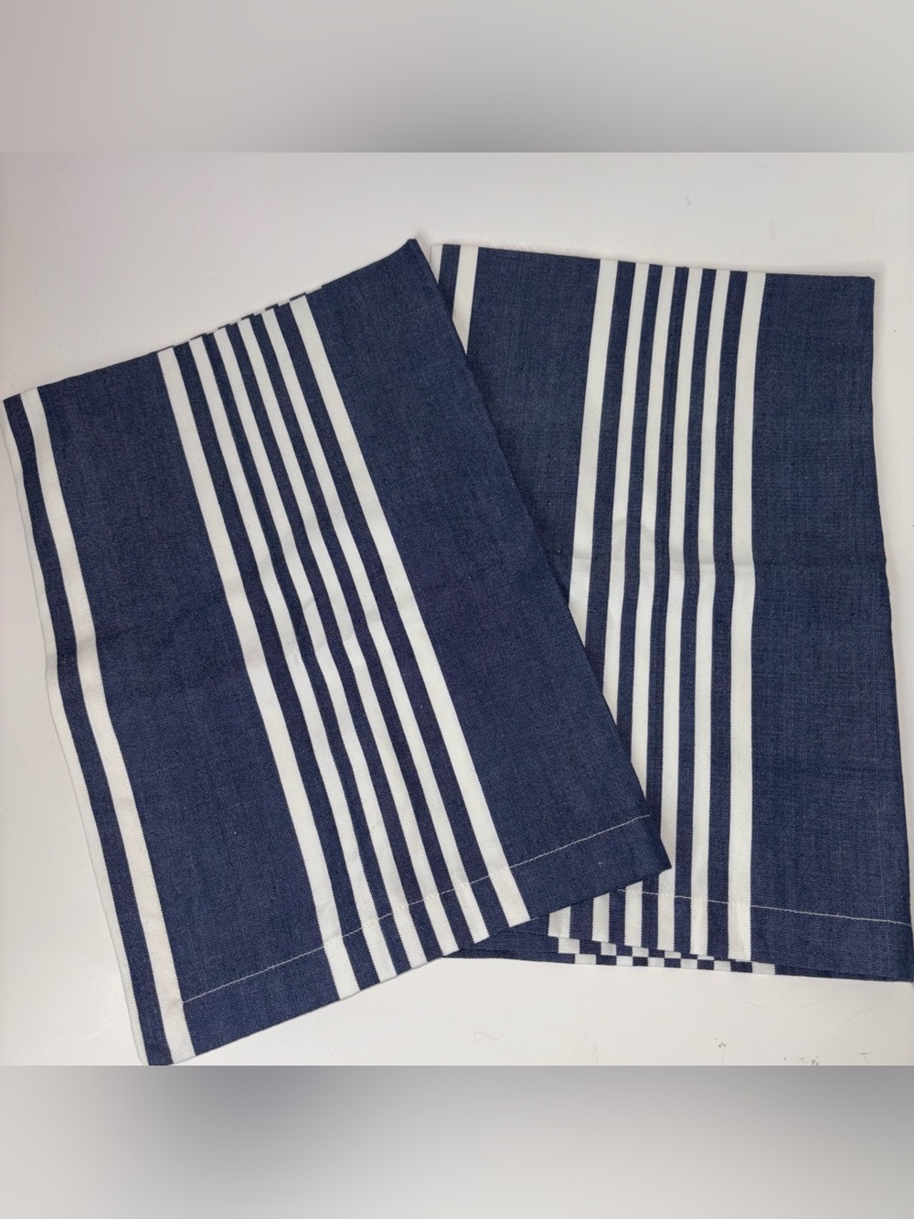 Set of 2 Annie Selke Bistro Dish Tea Towels Blue Stripes 29" x 20"